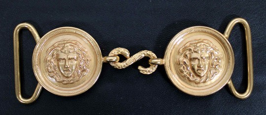 Buckles with medusa face, stamped brass, old production made in France! 
