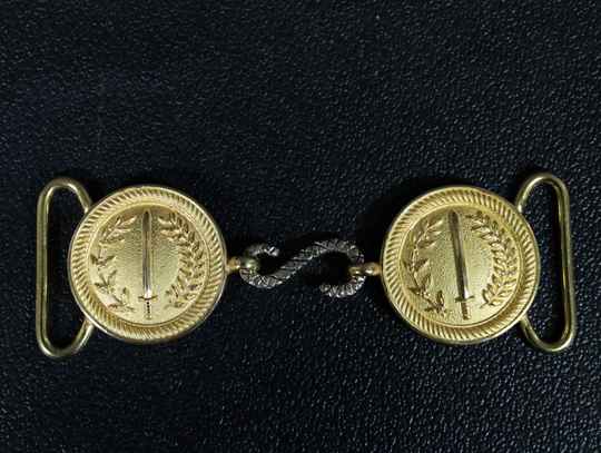 Buckle with sword, made with 2 plates and a link with snake shape