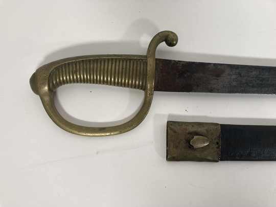 Sabre briquet, handle stamped VERSAILLES, old scabbard with button to hang, blade Klingenthal janv 1815
