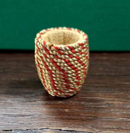 Plume-holder cone trimmed with yellow cord, manufactured by Éts David, circa 1900. New old stock.