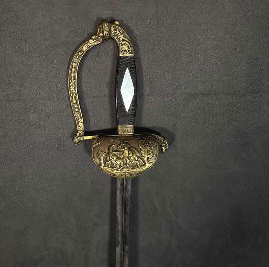 Sword featuring a cavalry combat motif. The duel between Guindey and Louis of Prussia at Saalfeld?