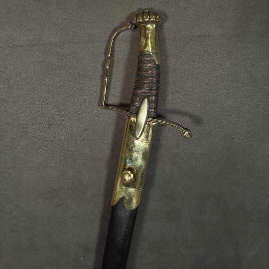 Empire-period infantry officer's saber, leather-wrapped and wire-bound grip, new scabbard.