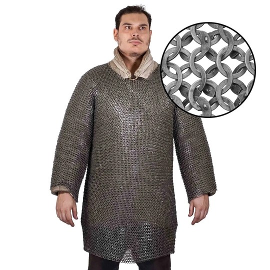 Haubergeon anneaux plats de 9 mm, rivetés à coin (alternés)