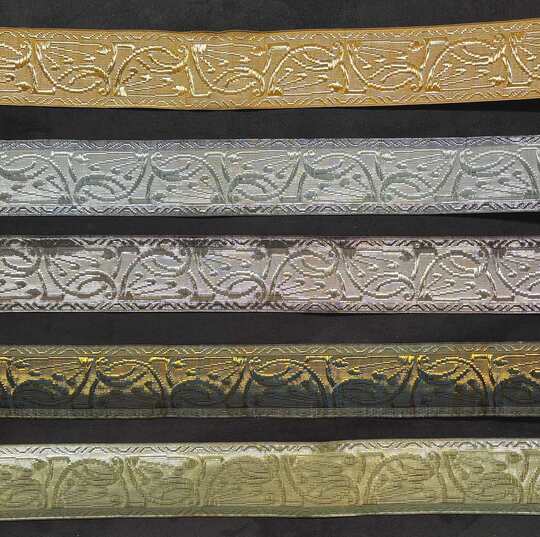 Braid floral pattern in metal - 50 mm - Old French manufacturing - Per meter   