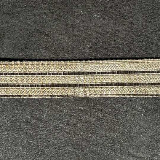 Silver Zig-Zag puckered braid with 2 kaki rays - 23 mm - Old French manufacturing - Per meter 