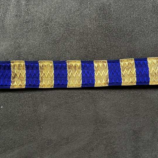 Gold and blue alternated Zig-Zag braid - 22 mm - Old French manufacturing - Per meter  