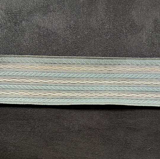 Braid striped blue and white with silver hightlights - 40 mm - Old French manufacturing - Per meter 