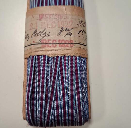 BELGIUM. Ribbon bar material, 3 mm width, for the Royal Order of the Lion medal. Price per 25 meters.