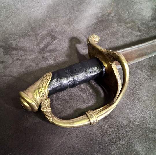 Infantry officer's saber (Line or National Guard), Model 1821. Grip covering replaced; no scabbard. Suitable for pirate costumes, light fencing, etc.